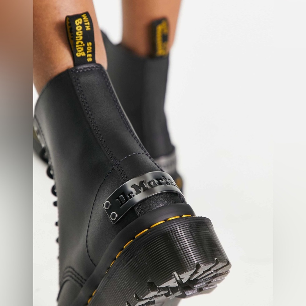 RARE! Dr Martens 1460 Bex Double Stitch 8 Eye Boots, Black, Size Men 5 / Women 6